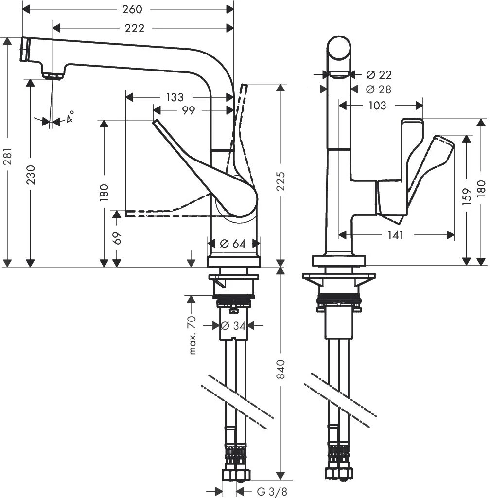Hansgrohe Axor Citterio Select Küchenarmatur 39860000 Chrom, Schwenkbarer Auslauf 2 Hansgrohe Axor Citterio Select Küchenarmatur 39860000 Chrom, Schwenkbarer Auslauf – Bild 2