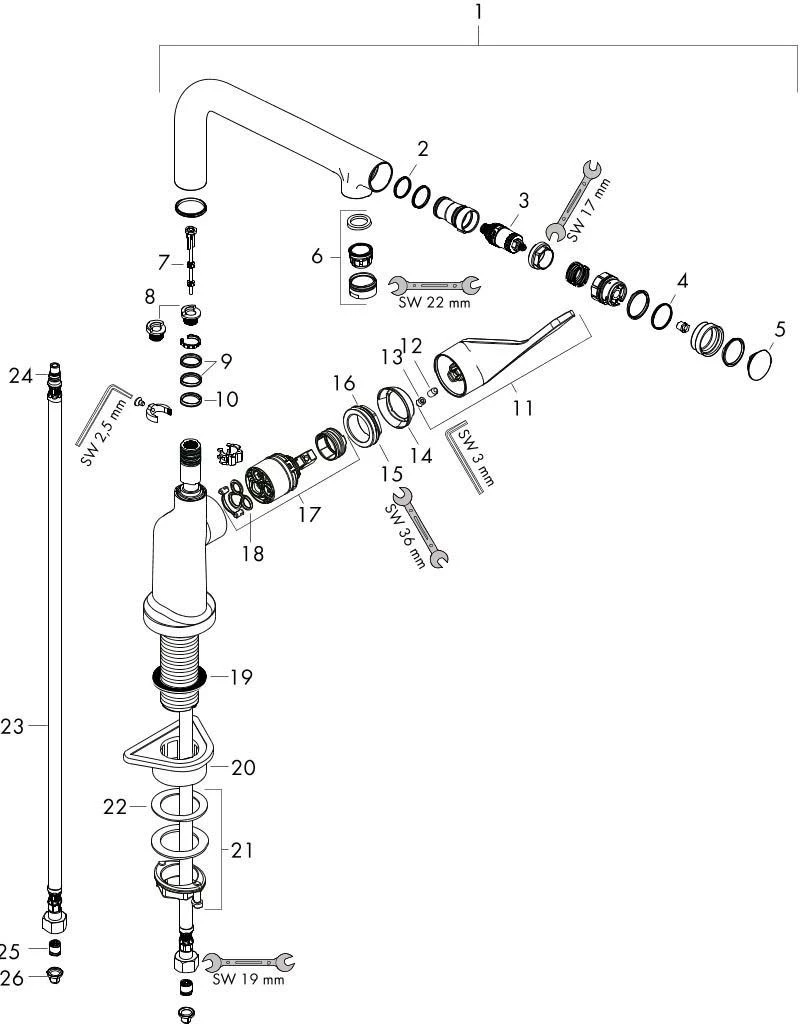Hansgrohe Axor Citterio Select Küchenarmatur 39860000 Chrom, Schwenkbarer Auslauf 3 Hansgrohe Axor Citterio Select Küchenarmatur 39860000 Chrom, Schwenkbarer Auslauf – Bild 3