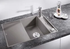 Blanco Axia III 45 S-F Spüle 523195 77x47cm, PuraDur Alumetallic, Reversibel, Mit Holzschneidbrett -VIEGA Verkäufe Blanco Axia III 45 S F Spuele 523195 77x47cm PuraDur alumetallic reversibel mit Holzschneidbrett 2