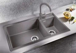 Blanco Spüle 518886 86x50cm, PuraDur Felsgrau, Links, Ohne Ablauffernbedienung -VIEGA Verkäufe Blanco Spuele 518886 86x50cm PuraDur felsgrau links ohne Ablauffernbedienung 3