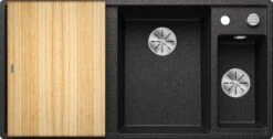Blanco Spüle 523462 100x51cm, PuraDur Anthrazit, Rechts, Mit Holzschneidbrett