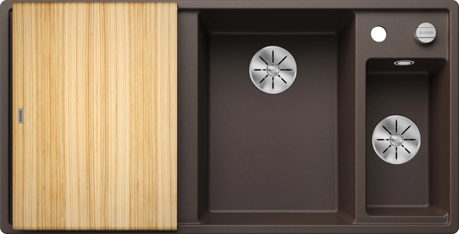 Blanco Spüle 523471 100x51cm, PuraDur Cafe, Rechts, Mit Holzschneidbrett 2 Blanco Spüle 523471 100x51cm, PuraDur Cafe, Rechts, Mit Holzschneidbrett – Bild 2