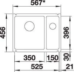 Blanco Subline 350/150-u Spüle 523747 56,7x45,6cm, PuraPlus Schwarz, Für Unterbau -VIEGA Verkäufe Blanco Subline 350 150 u Spuele 523747 567x456cm PuraPlus schwarz fuer Unterbau 4