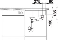 Blanco Subline 350/150-u Spüle 523747 56,7x45,6cm, PuraPlus Schwarz, Für Unterbau -VIEGA Verkäufe Blanco Subline 350 150 u Spuele 523747 567x456cm PuraPlus schwarz fuer Unterbau 7