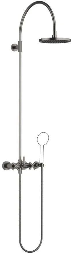 Dornbracht Tara. Duschgarnitur 26632892-99 Mit Brause-Zweihandmischer, Ausladung Standbrause 420 Mm, Dark Platinum Matt