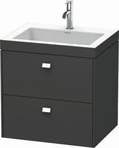 Duravit Brioso C-bonded Waschtisch Mit Unterbau BR4605N1018, 60x48cm, Weiß Matt/Chrom, Ohne Hahnl.