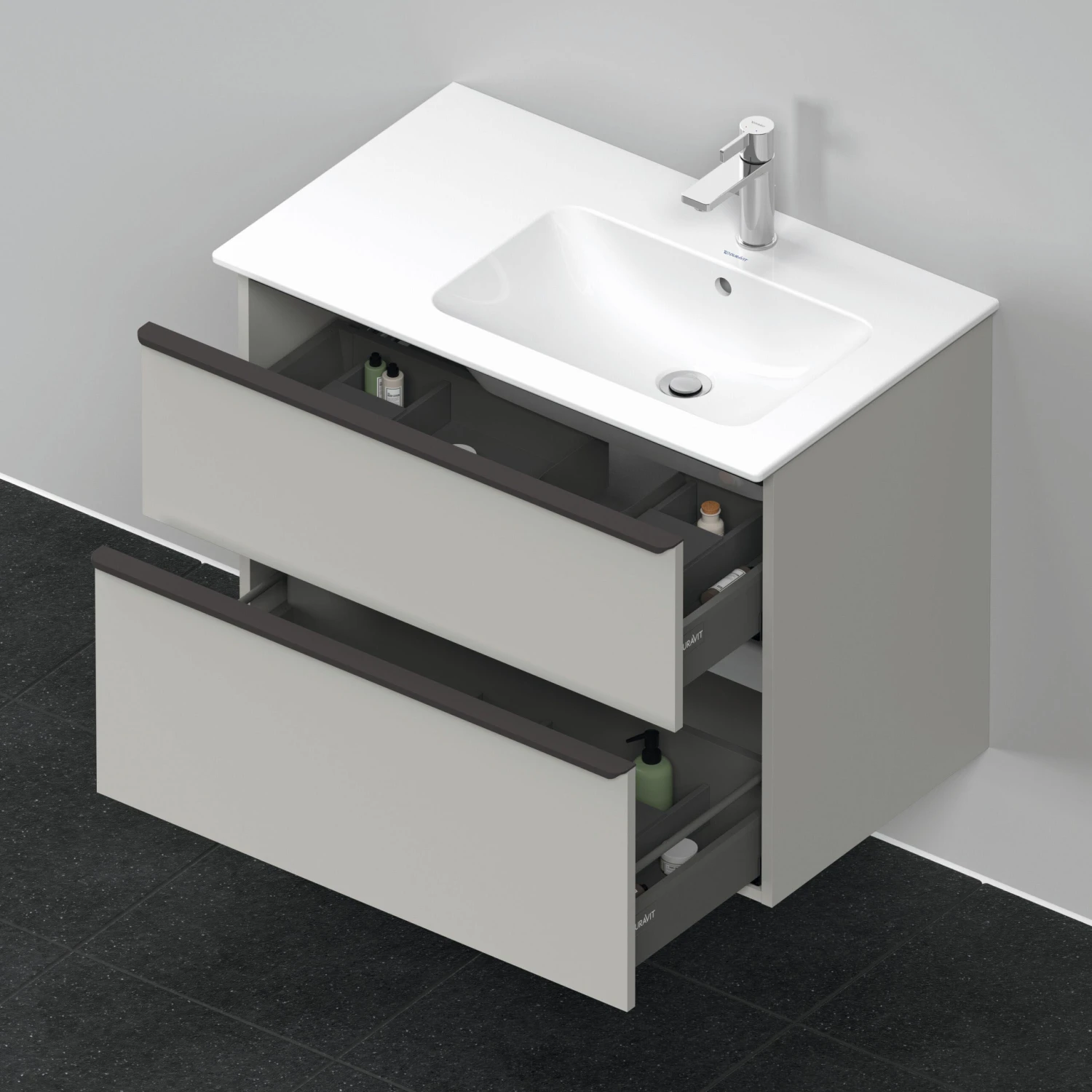 Duravit D-Neo Waschtisch-Unterschrank DE436700707 81 X 46,2 Cm, Betongrau Matt, Wandhängend, 1 Schubkasten, 1 Auszug 3 Duravit D-Neo Waschtisch-Unterschrank DE436700707 81 X 46,2 Cm, Betongrau Matt, Wandhängend, 1 Schubkasten, 1 Auszug – Bild 3