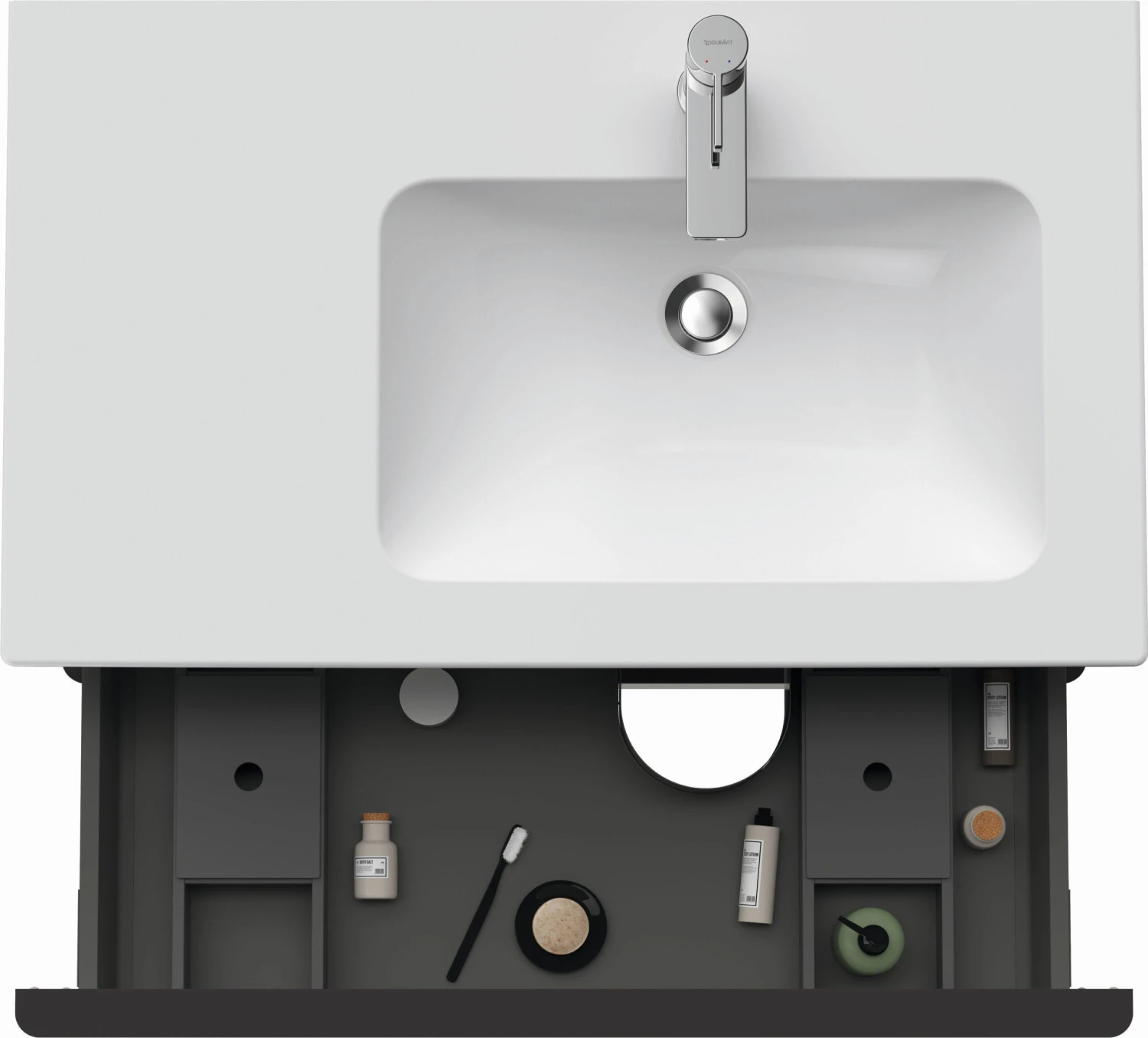 Duravit D-Neo Waschtisch-Unterschrank DE436700707 81 X 46,2 Cm, Betongrau Matt, Wandhängend, 1 Schubkasten, 1 Auszug 4 Duravit D-Neo Waschtisch-Unterschrank DE436700707 81 X 46,2 Cm, Betongrau Matt, Wandhängend, 1 Schubkasten, 1 Auszug – Bild 4