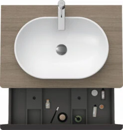 Duravit D-Neo Waschtisch-Unterschrank DE494703535 80 X 55 Cm, Eiche Terra, Wandhängend, 1 Auszug, 1 Konsolenplatte
