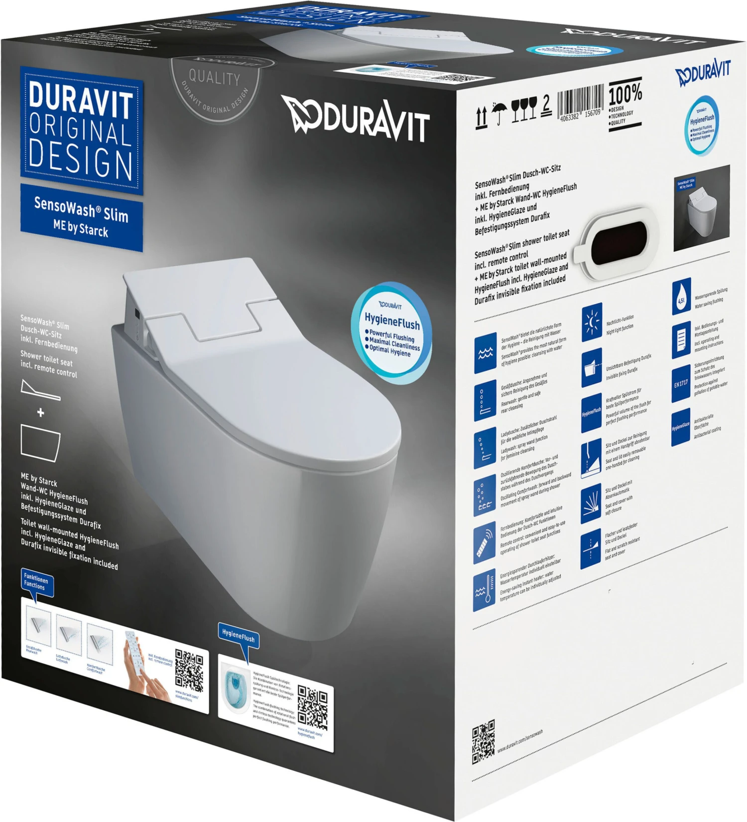 Duravit ME By Starck Wand-Tiefspül-WC Mit SensoWash Slim WC Sitz, Dusch-WC-Set 631002002004300 4 Duravit ME By Starck Wand-Tiefspül-WC Mit SensoWash Slim WC Sitz, Dusch-WC-Set 631002002004300 – Bild 4