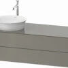 Duravit White Tulip Waschtisch-Unterschrank WT4987L9292 130 X 55 Cm, Steingrau Seidenmatt, Wandhängend, 2 Schubkästen, 1 Konsolenplatte, Becken Links