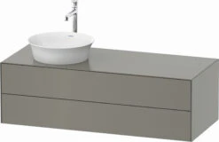 Duravit White Tulip Waschtisch-Unterschrank WT4987L9292 130 X 55 Cm, Steingrau Seidenmatt, Wandhängend, 2 Schubkästen, 1 Konsolenplatte, Becken Links