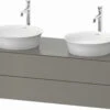 Duravit White Tulip Waschtisch-Unterschrank WT4988B9292 130 X 55 Cm, Steingrau Seidenmatt, Wandhängend, 2 Schubkästen, 1 Konsolenplatte, Becken Beidseitig