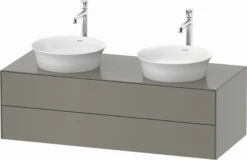 Duravit White Tulip Waschtisch-Unterschrank WT4988B9292 130 X 55 Cm, Steingrau Seidenmatt, Wandhängend, 2 Schubkästen, 1 Konsolenplatte, Becken Beidseitig