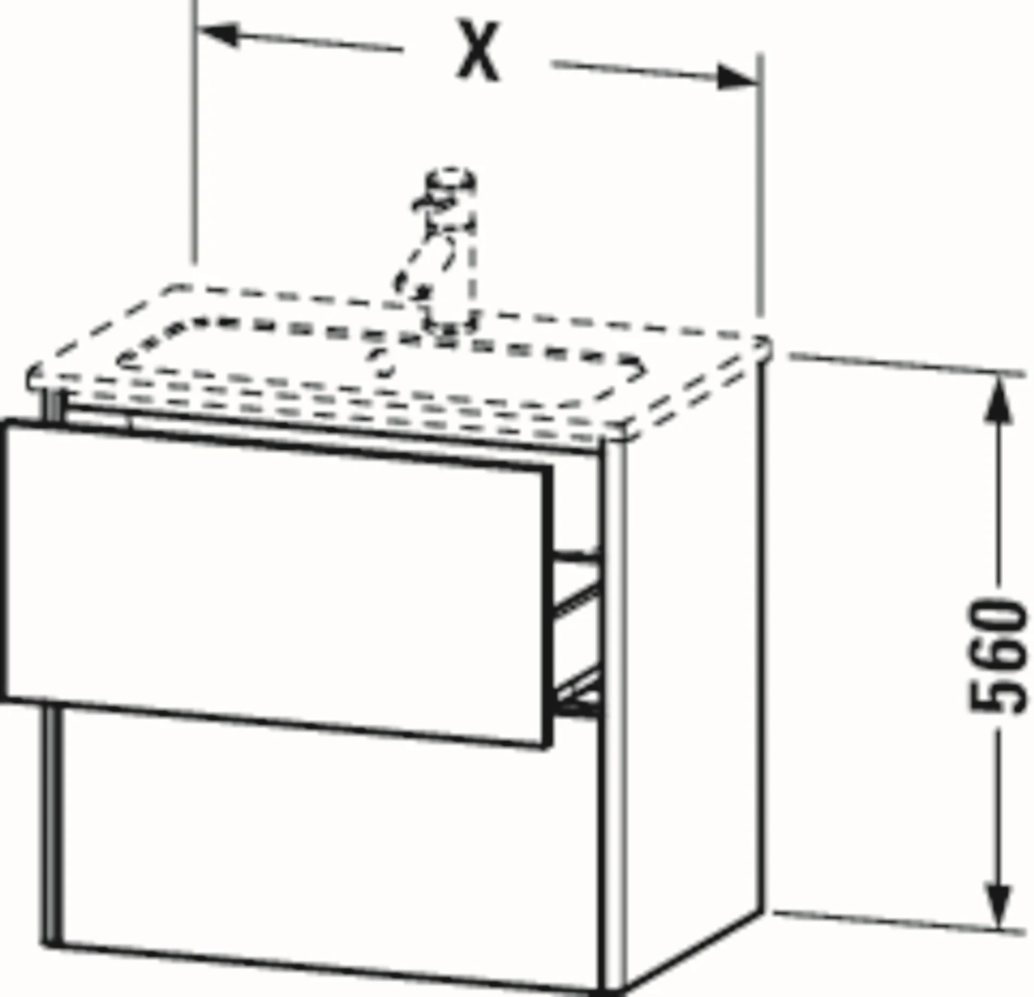 Duravit XSquare Waschtisch-Unterschrank XS416503838 61x56x38,8cm, 2 Schubkästen, Dolomiti Grey Hochglanz 3 Duravit XSquare Waschtisch-Unterschrank XS416503838 61x56x38,8cm, 2 Schubkästen, Dolomiti Grey Hochglanz – Bild 3