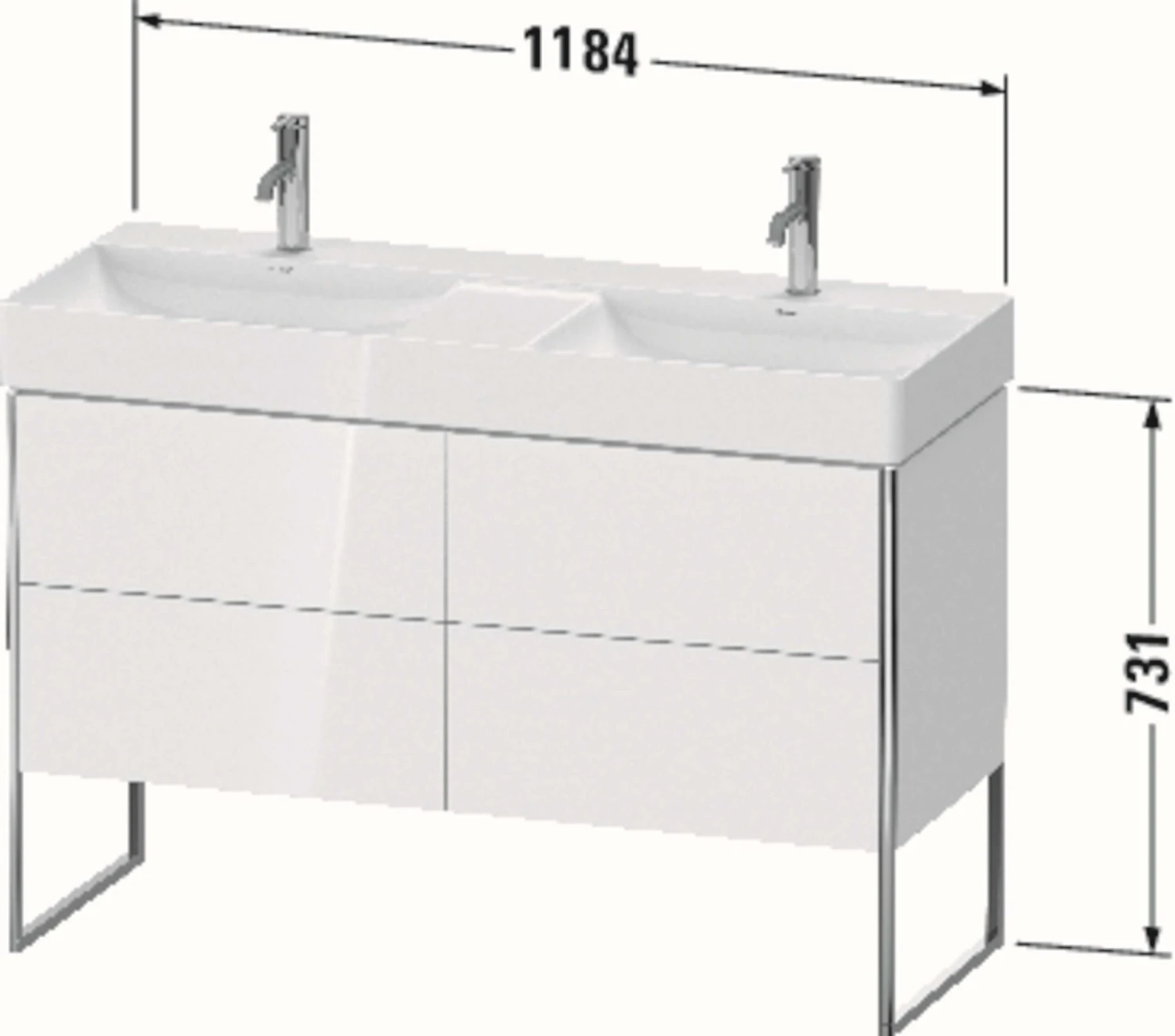 Duravit XSquare Waschtisch-Unterschrank XS445603838 118,4x73,1x46cm, 4 Auszüge, Dolomiti Grey Hochglanz 2 Duravit XSquare Waschtisch-Unterschrank XS445603838 118,4x73,1x46cm, 4 Auszüge, Dolomiti Grey Hochglanz – Bild 2