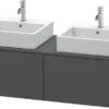Duravit XSquare Waschtisch-Unterschrank XS4906B4949 140x40x58,4cm, 2 Auszüge, Beidseitig, Graphit Matt