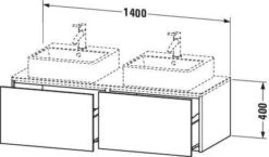 Duravit XSquare Waschtisch-Unterschrank XS4906B4949 140x40x58,4cm, 2 Auszüge, Beidseitig, Graphit Matt -VIEGA Verkäufe Duravit XSquare Waschtisch Unterschrank XS4906B4949 140x40x584cm 2 Auszuege beidseitig Graphit matt 2