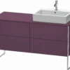 Duravit XSquare Waschtisch-Unterschrank XS4923R9494 140x53,8x54,8cm, 4 Auszüge, Rechts, Aubergine Seidenmatt