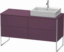 Duravit XSquare Waschtisch-Unterschrank XS4923R9494 140x53,8x54,8cm, 4 Auszüge, Rechts, Aubergine Seidenmatt