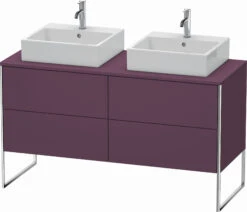Duravit XSquare Waschtisch-Unterschrank XS4926B9494 140x53,8x54,8cm, 4 Auszüge, Beidseitig, Aubergine Seidenmatt
