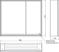 Emco Loft Aufputz-Lichtspiegelschrank 979805110 800x733mm, LED, 2-türig, Breite Tür Links, Aluminium/Spiegel -VIEGA Verkäufe Emco Loft Aufputz Lichtspiegelschrank 979805110 800x733mm LED 2 tuerig breite Tuer links aluminium Spiegel 7
