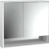 Emco Loft Aufputz-Lichtspiegelschrank 979805208 800x733mm, Unterfach, LED, 2-türig, Breite Tür Rechts, Aluminium/Spiegel