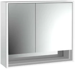 Emco Loft Aufputz-Lichtspiegelschrank 979805208 800x733mm, Unterfach, LED, 2-türig, Breite Tür Rechts, Aluminium/Spiegel