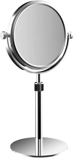 Emco Pure Rasier-/Kosmetikspiegel 109400117 Ø 153 Mm, 3-fach, Rund, Höhenverstellbar, Standspiegel, Chrom