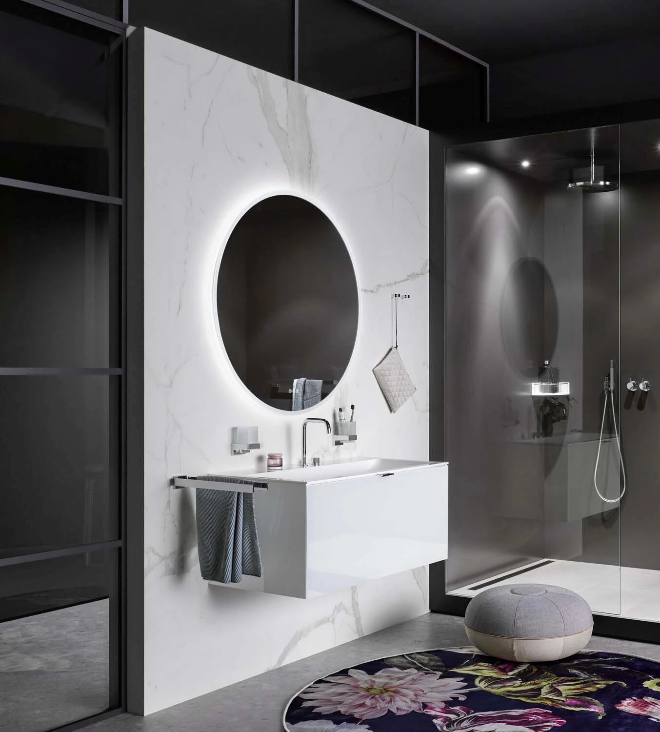 Emco Round LED-Lichtspiegel 441300707 Ø 700 Mm, Weiß, 3 Touchsensoren, Umlaufende LED-Beleuchtung 2 Emco Round LED-Lichtspiegel 441300707 Ø 700 Mm, Weiß, 3 Touchsensoren, Umlaufende LED-Beleuchtung – Bild 2