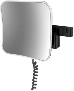 Emco Evo LED-Rasier-/Kosmetikspiegel 109513353 Schwarz, Vergrößerung 5-fach, 209 Mm, Eckig, Stecker, Lightsystem