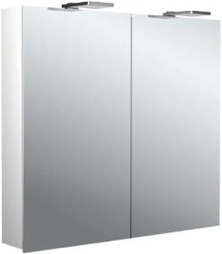 Emco Flat 2 Style Aufputz-Lichtspiegelschrank 979706303 800x721mm, LED-Aufsatzleuchte, 2-türig, Aluminium