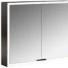 Emco Prime Aufputz-Lichtspiegelschrank 949713362 800x700mm, Mit Lichtpaket, 2-türig, Schwarz/spiegel