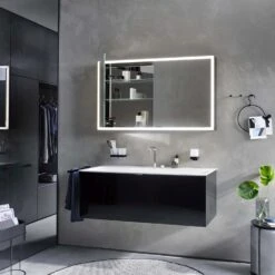 Emco Prime Aufputz-Lichtspiegelschrank 949713362 800x700mm, Mit Lichtpaket, 2-türig, Schwarz/spiegel -VIEGA Verkäufe Emco prime Aufputz Lichtspiegelschrank 949713362 800x700mm mit Lichtpaket 2 tuerig schwarz spiegel 8