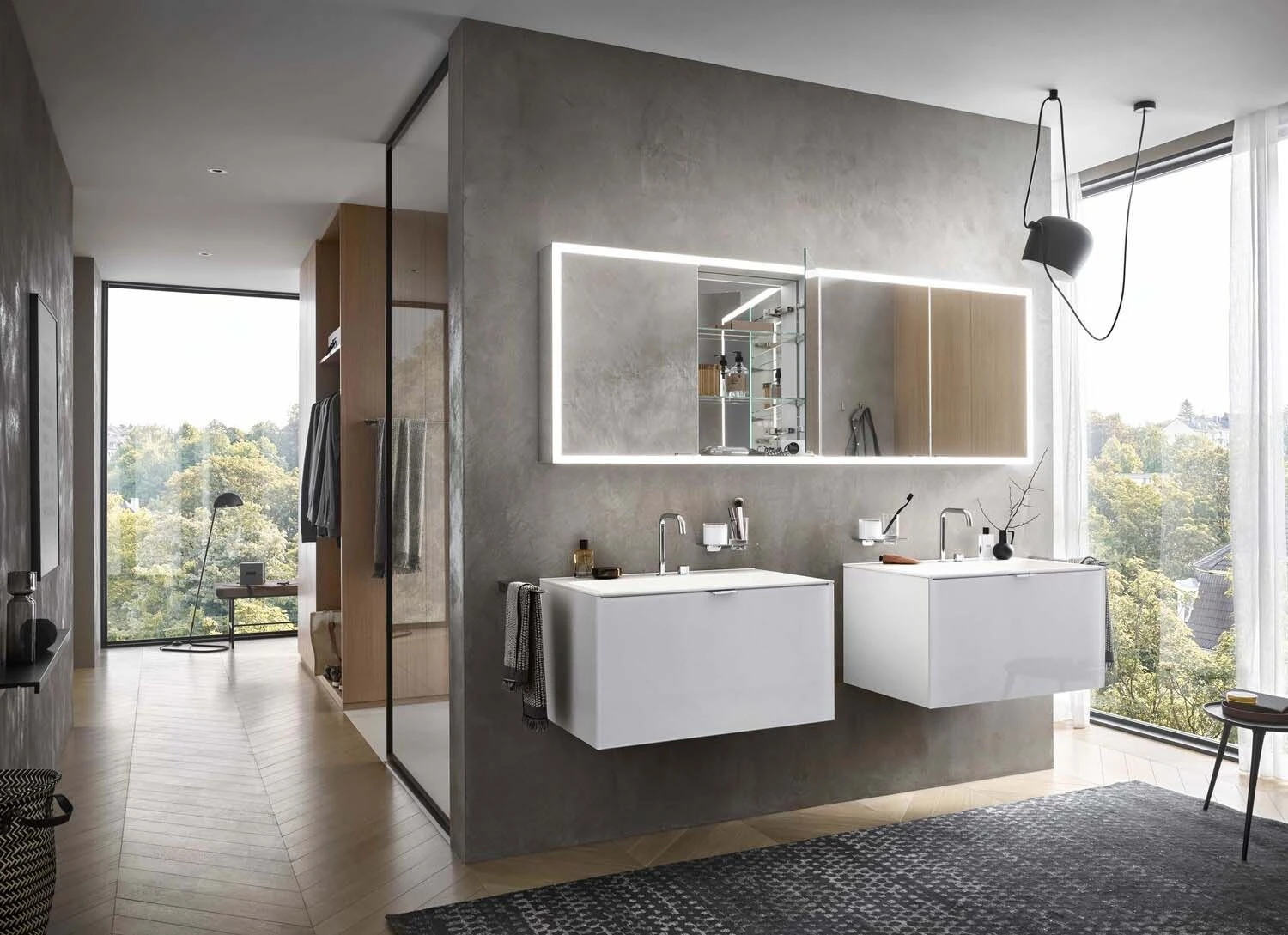 Emco Prime Unterputz-Lichtspiegelschrank 949713595 1300x730mm, 2-türig, Schwarz/spiegel 4 Emco Prime Unterputz-Lichtspiegelschrank 949713595 1300x730mm, 2-türig, Schwarz/spiegel – Bild 4