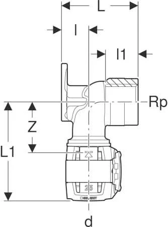 Geberit FlowFit Anschlusswinkel 620800001 DN 12, Ø 16 Mm, Rp 3/8, 5,2 Cm, 90Grad 2 Geberit FlowFit Anschlusswinkel 620800001 DN 12, Ø 16 Mm, Rp 3/8, 5,2 Cm, 90Grad – Bild 2