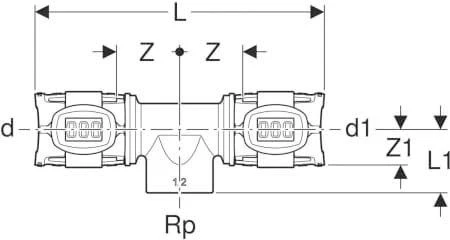 Geberit FlowFit T-Stück 620165001 DN 40/20/40, Ø 50 Mm, Rp 3/4, Mit Innengewinde 2 Geberit FlowFit T-Stück 620165001 DN 40/20/40, Ø 50 Mm, Rp 3/4, Mit Innengewinde – Bild 2