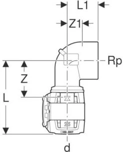 Geberit FlowFit Übergangsbogen 620533001 DN 25, Ø32, R 1, 90Grad, Mit Innengewinde -VIEGA Verkäufe Geberit FlowFit Uebergangsbogen 620533001 DN 25 o32 R 1 90Grad mit Innengewinde 1