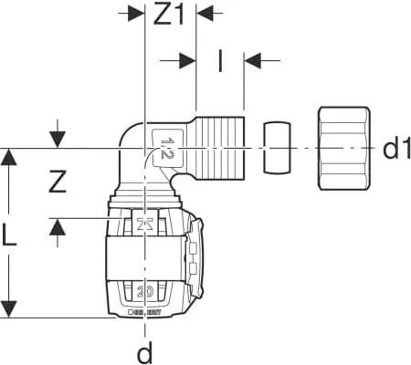 Geberit FlowFit Übergangswinkel 620700001 DN 12/10, Ø 16/12 Mm, 5,5 Cm, 90Grad, Mit Klemmringverschraubung 2 Geberit FlowFit Übergangswinkel 620700001 DN 12/10, Ø 16/12 Mm, 5,5 Cm, 90Grad, Mit Klemmringverschraubung – Bild 2