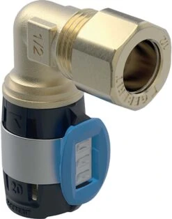 Geberit FlowFit Übergangswinkel 620700001 DN 12/10, Ø 16/12 Mm, 5,5 Cm, 90Grad, Mit Klemmringverschraubung