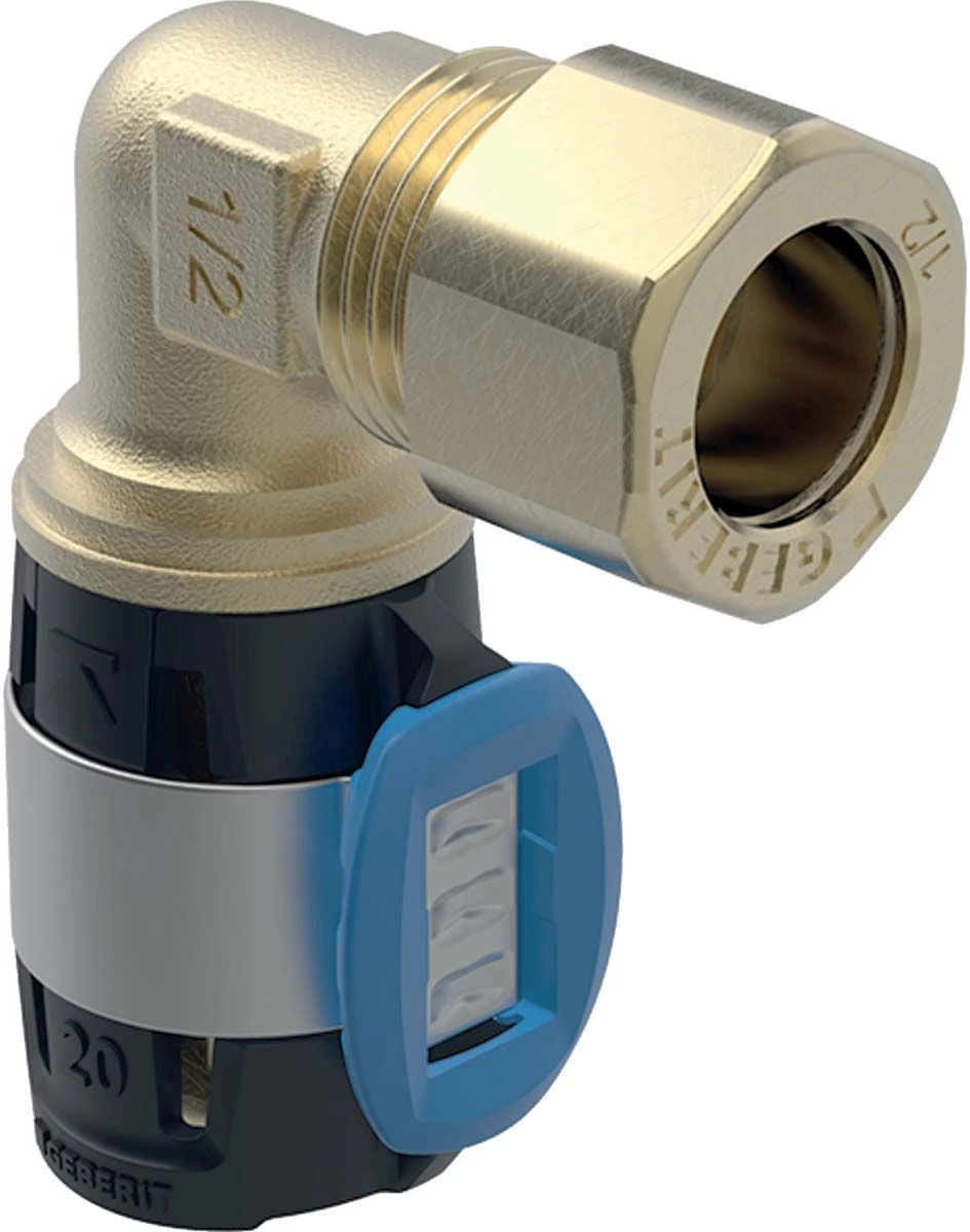 Geberit FlowFit Übergangswinkel 620700001 DN 12/10, Ø 16/12 Mm, 5,5 Cm, 90Grad, Mit Klemmringverschraubung 1 Geberit FlowFit Übergangswinkel 620700001 DN 12/10, Ø 16/12 Mm, 5,5 Cm, 90Grad, Mit Klemmringverschraubung