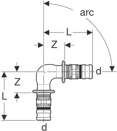 Geberit Mepla Winkel 621271005 90°, Ø 16mm, PVDF 2 Geberit Mepla Winkel 621271005 90°, Ø 16mm, PVDF – Bild 2