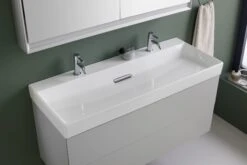 Geberit One Waschtisch 505034001 60 Cm, Mit Hahnloch Mittig, Ohne Überlauf, Weiß KeraTect/Blende Weiß