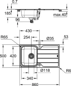 Grohe Einbauspüle-Set 31573SD1 86x50cm, 1 Becken, Mit Einhebel-Spültischarmatur, Edelstahl -VIEGA Verkäufe Grohe Einbauspuele Set 31573SD1 86x50cm 1 Becken mit Einhebel Spueltischarmatur Edelstahl 3