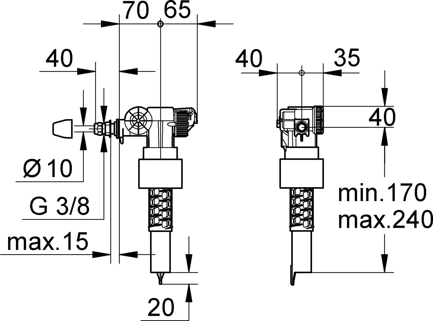 Grohe Füllventil 37095000 DN 15, Ohne Versatzausgleichsstück 2 Grohe Füllventil 37095000 DN 15, Ohne Versatzausgleichsstück – Bild 2