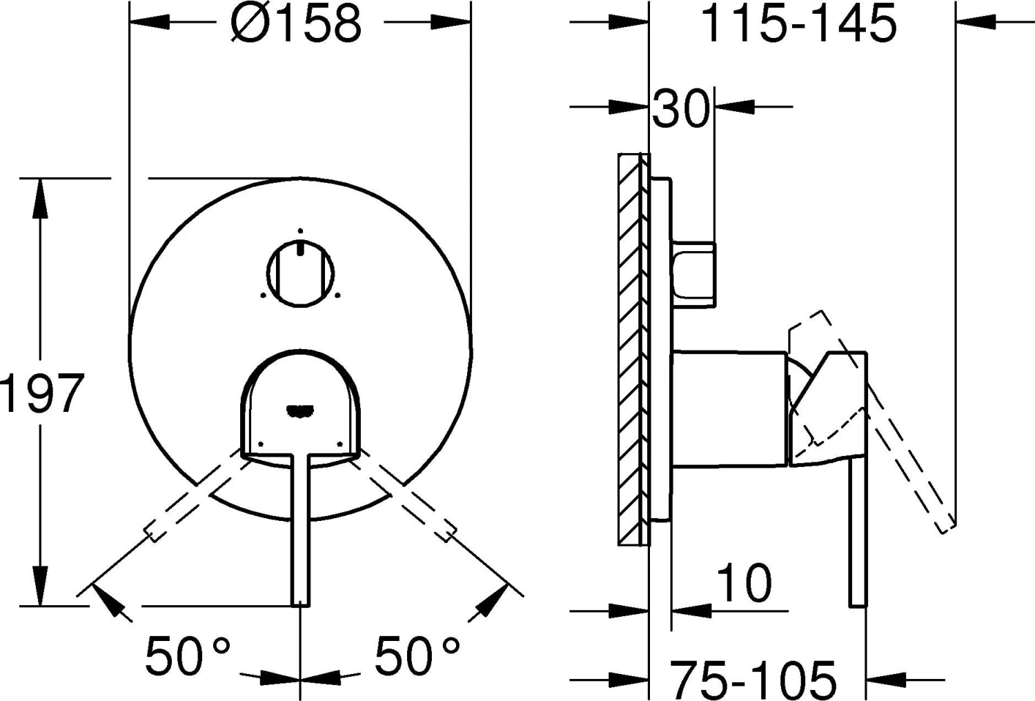 Grohe Plus Fertigmontageset 24093003 UP-Einhebelmischer Mit 3-Wege-Umstellung, Chrom 4 Grohe Plus Fertigmontageset 24093003 UP-Einhebelmischer Mit 3-Wege-Umstellung, Chrom – Bild 4