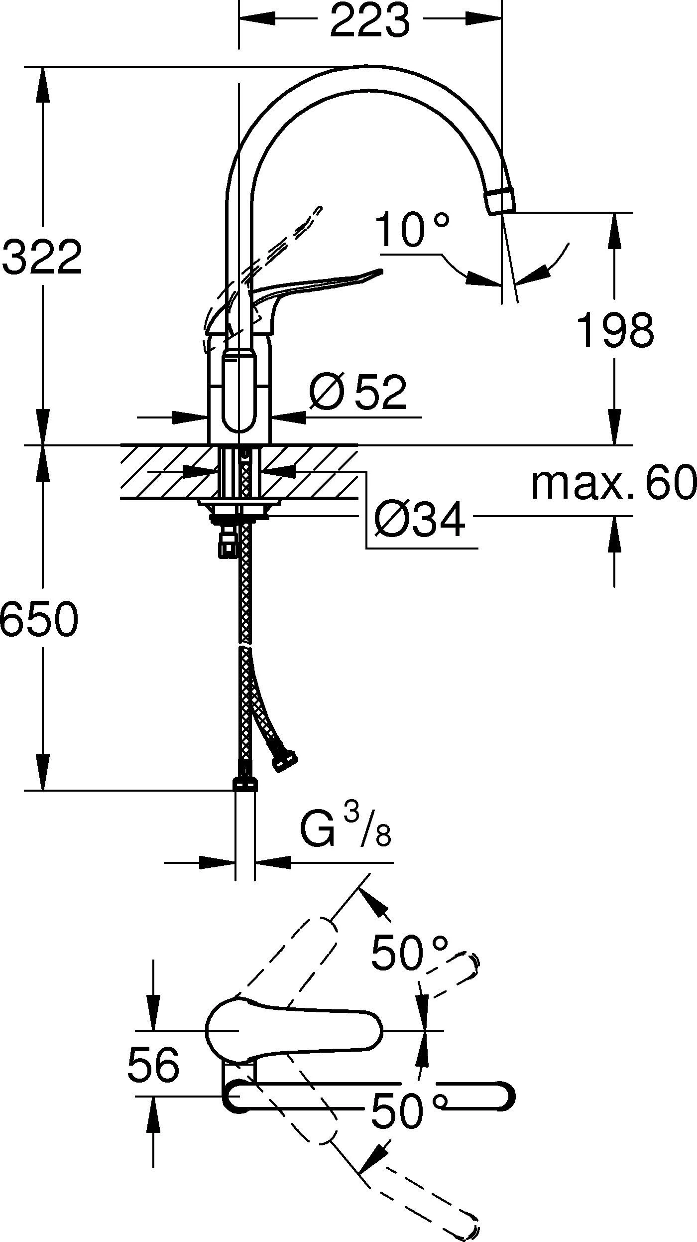 Grohe Spültischeinhebelmischer Euroeco Special Chrom, Schwenkbarer Rohrauslauf 3278600 2 Grohe Spültischeinhebelmischer Euroeco Special Chrom, Schwenkbarer Rohrauslauf 3278600 – Bild 2