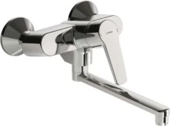 Hansa Hansapolo Spültisch-Wand-Einhebelmischer 51622193 S-Anschlüsse, Schwenkbar, Ausladung 200 Mm, Chrom