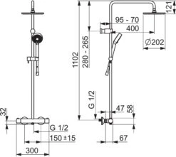 Hansa Hansaunita Duschsystem 58149203 AP, Mit Brausethermostat, Ausladung 470-495mm, Chrom -VIEGA Verkäufe Hansa Hansaunita Duschsystem 58149203 AP mit Brausethermostat Ausladung 470 495mm chrom 2