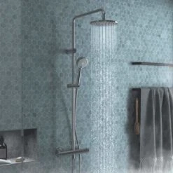 Hansa Hansaunita Duschsystem 58149203 AP, Mit Brausethermostat, Ausladung 470-495mm, Chrom